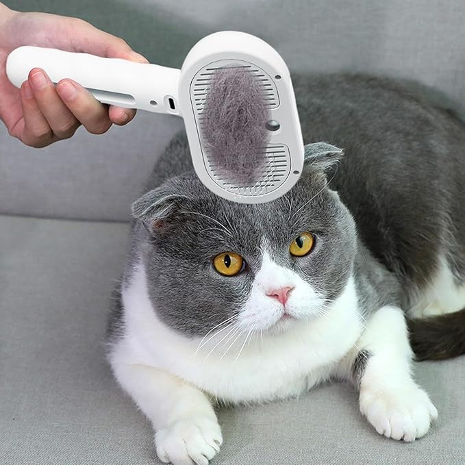 Dog Brush - 11.5x7x20cm Cat Steam Brush | USB Rechargeable Cat Steaming Brushes | Spritz Defur Comb | Self Cleaning Gentle Massage Spray Cleaning For Small Medium Animals With Release Button