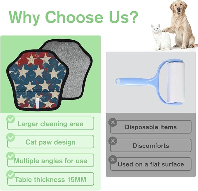 Stars Electrostatic Pet Hair Removal Glove for Cats & Dogs - Reusable Grooming Mitt for Couch, Carpet, Car Seat & Laundry - Large 9x9 Inch