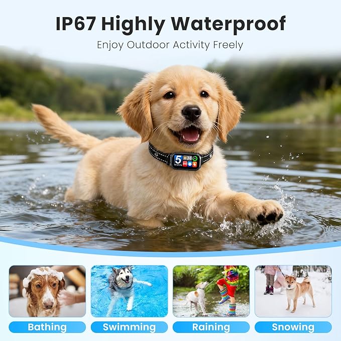 Upgraded Dog Bark Collar, NATGOVOD Smart Barking Collar with 5 Modes & 5 Adjustable Sensitivity & Bark Counter, Waterproof Automatic Shock Collar for Small Medium Large Dogs 10-120lbs