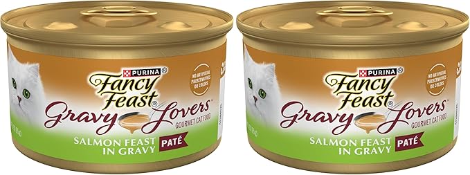 Fancy Feast Purina Gravy Lovers Salmon Feast Pate in Wet Cat Food Gravy - 3 oz. Cans,(Pack of 48)