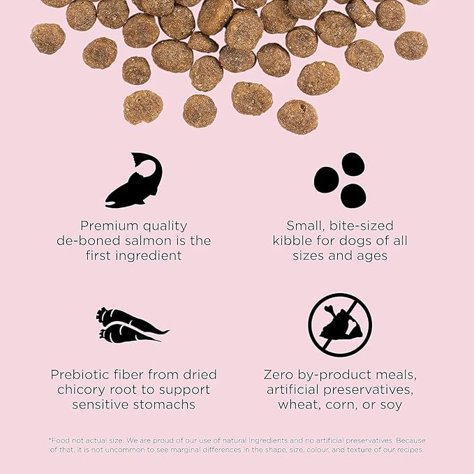 Go! Solutions Sensitivities Limited Ingredient Small Bites Salmon Grain-Free Dry Dog Food, Tiny Kibble for Little Breeds, Chicken-Free for Sensitive Stomachs, for Puppies, Adults, Seniors, 3.5 lb Bag