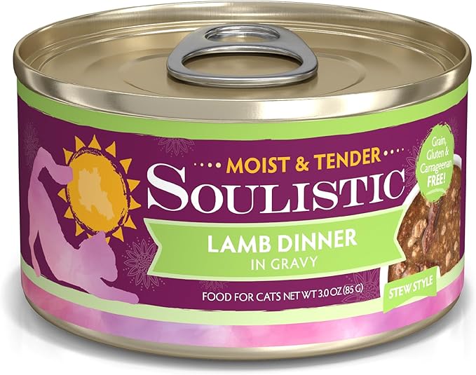 Soulistic Moist and Tender, Lamb Dinner in Gravy, 3oz Can, Pack of 12