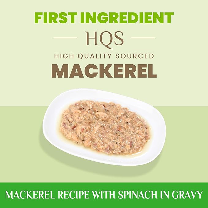 almo nature Supportive Formulas Digestive Support Formula HQS Flaked Mackerel & Spinach in Gravy Wet Cat Food, 1.77-oz can, case of 6 (Pack of 4)