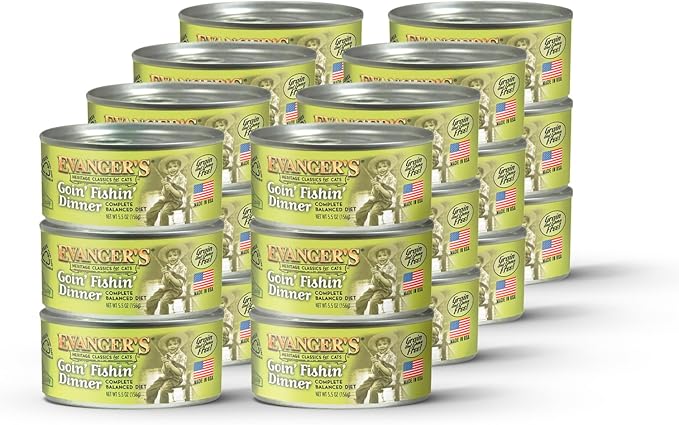Evanger's Heritage Classics Goin’ Fishin’ Dinner for Cats – 24 Count, 5.5 oz Each – Ocean Fish & Meat Blend in Traditional Loaf Style – Wet Cat Food with Limited Ingredients for Sensitive Digestion