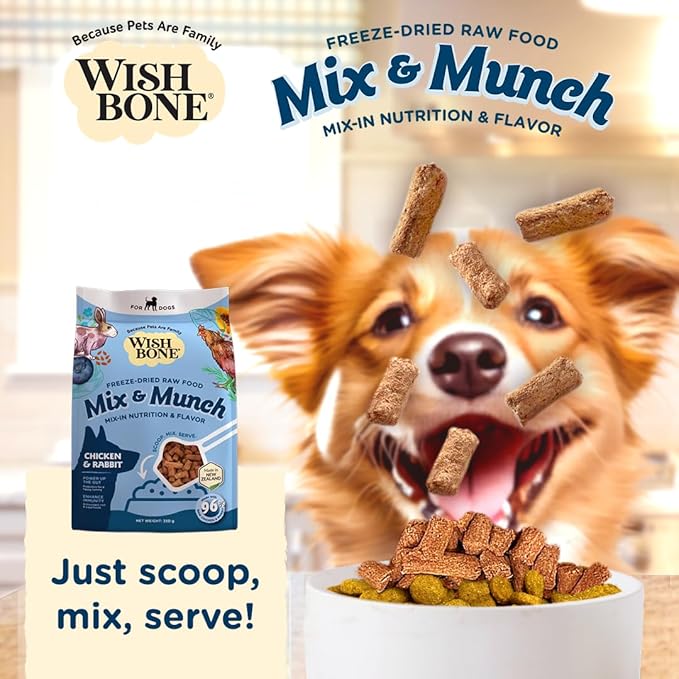Wishbone Mix & Munch Raw Freeze-Dried Grain-Free Chicken and Rabbit for Dogs 350g