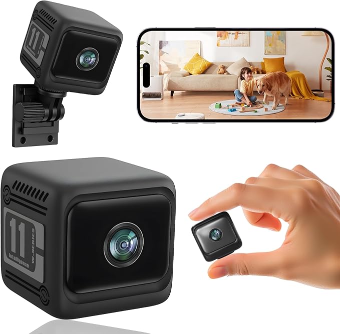 2K Indoor Security Camera, Window Home Camera, Reptile Aquarium Pet Monitor, Wireless Battery Powered, Night Vision, Motion Detection, 2.4G WiFi 6, App Control, for Home, Pet, Black