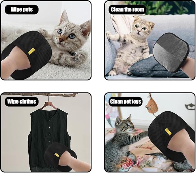 Pet Hair Removal Glove, Electrostatic Pet Hair Remover Glove, Double-Sided Grooming Gloves, Cat & Dog Hairs Remover for Couch/Furniture/Carpet