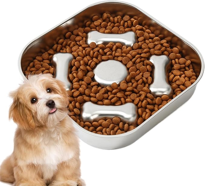 Genérico Slow Food for Dogs, Stainless Steel Pet Supplies - Puzzle for Dogs and Cats - for Wet and Dry Food, Indoor and Outdoor Use, for