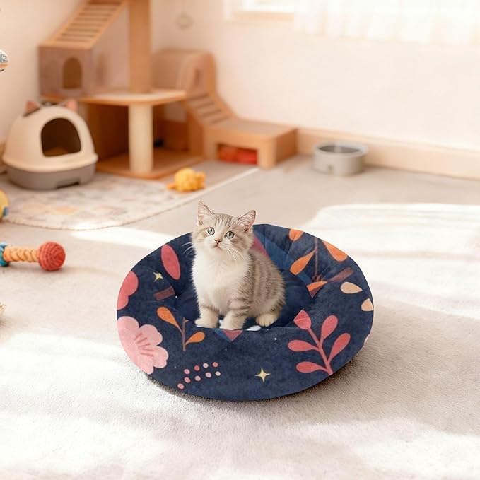 Pet Cat Bed Anti-Slip fluffier Dog & Cat Cushion for Extra Small Size Pets Supplies Puppy Night Floral