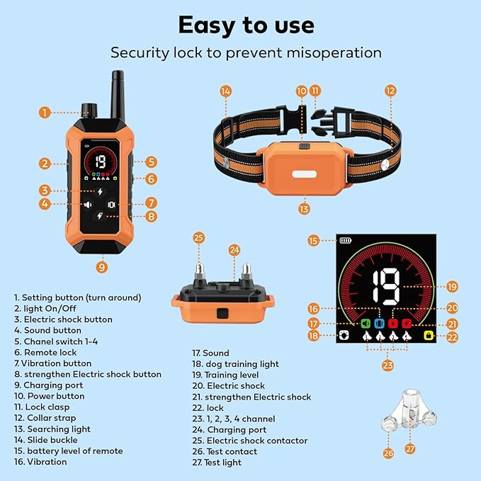 Shock Collar for Dogs 2 Pack (5–150Lbs), 4400FT Waterproof 2 Dog Training Collar with Remote Control 5 Training Modes Rechargeable Electric Dog Collar with Light, E collars for Small Medium Large Dogs