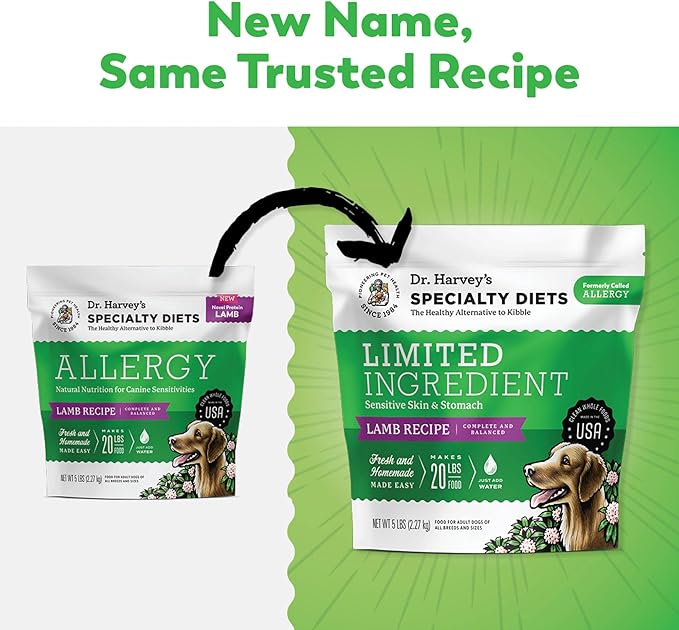 Dr. Harvey's Specialty Diet Limited Ingredient - Human Grade Dog Food for Dogs with Sensitivities - Lamb Recipe (Trial Size, 5.5 oz)
