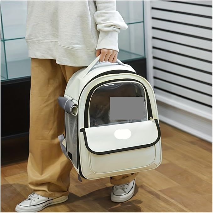 Compatible for Pet Backpack, Going Out Large Transparent Space Capsule Breathable Portable Bag Supplies(White)