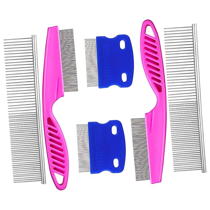 KESYOO 6 Pcs Stainless Steel Pet Combs Premium Dog Cat Grooming Tools for Tangles Massaging Effect Easy Cleaning Suitable for All Pet