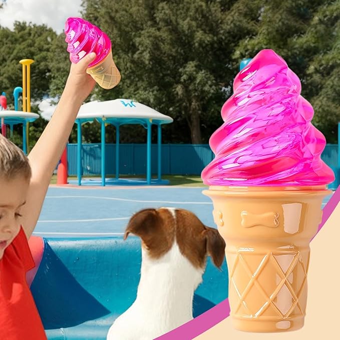 Dogs Chew Toys - Ice Cream Shape, Dog Toys for Aggressive Chewers, Food Grade Silicone Surfaces, Textured Cleaning | Enrichment Accessory for Puppy Teething & Boredom Indoor Games