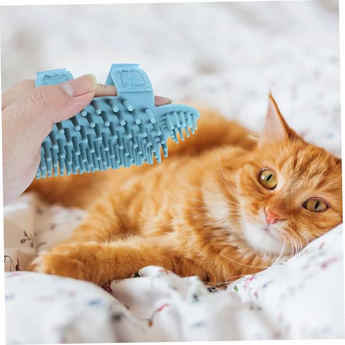 VICASKY Silicone Self-scratching Cat Grooming Brush Corner Brush for Cats Easy to Clean Durable Massage Tool for Loose Hair Removal Wet Dry Use Light