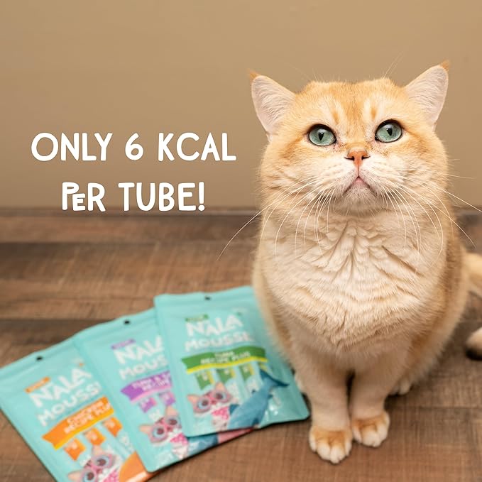 LOVE, NALA Skin & Coat Health – Tuna & Salmon + Collagen Mousse Cat Treats – Lickable Squeeze-Up Puree, Topper or Treat – Grain-Free, 24 Pack – Human-Grade Protein, Non-GMO, No Artificial Additives