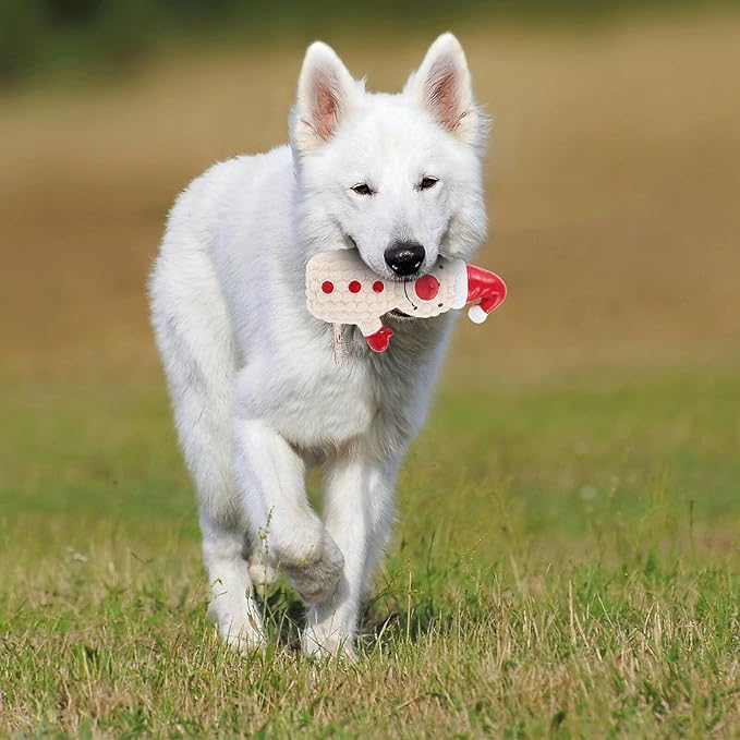 Christmas Latex Dog Squeaky Interactive Chew Snowman Shape White Soft Plaything for Puppies and Dogs Holiday Pet Supplies