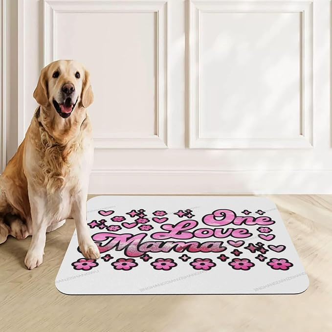Dog Food Mat Happy Mother's Day Floral Gift for Mom Jx Absorbent Water Bowl Mats Cat Pet Feeding Placemats 18X12In