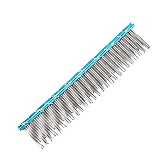Dioche Stainless Steel Cat Comb for Gentle Grooming and Detangling – Pet Hair Removal Tool with Density Teeth for Breeds (Blue)