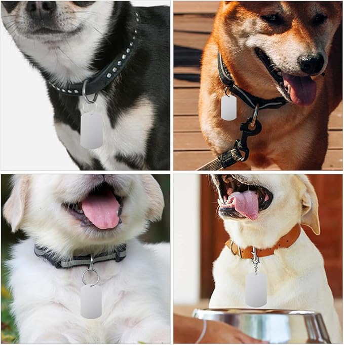 Kichvoe 25pcs Aluminum Dog Tags Blank Engraving Id Tags 38x25mm Silver Metal Pet Supplies for Dogs and Puppies Collar Accessories
