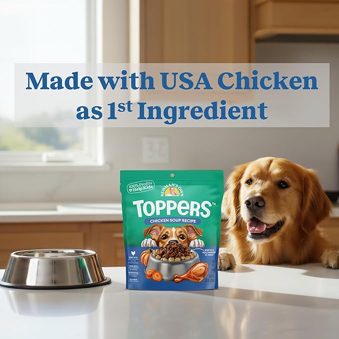 Newman's Own Toppers - Wet Topper for Dry Dog Food - Great for Picky Eaters - Chicken as The First Ingredient - No Corn, Wheat, or Soy - Chicken Soup Recipe - 16 oz Resealable Pouch