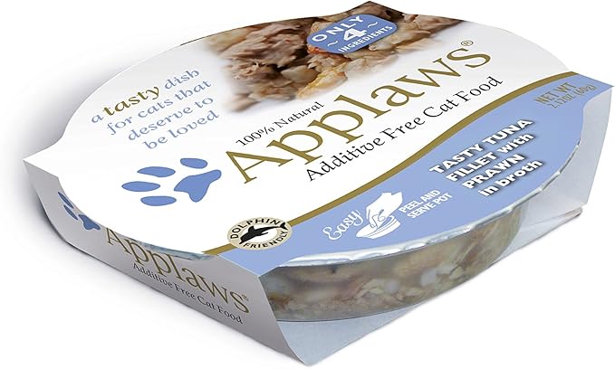 Applaws Tasty Tuna Fillet with Prawn Cat Food, 18 - 2.12 Ounce Cups