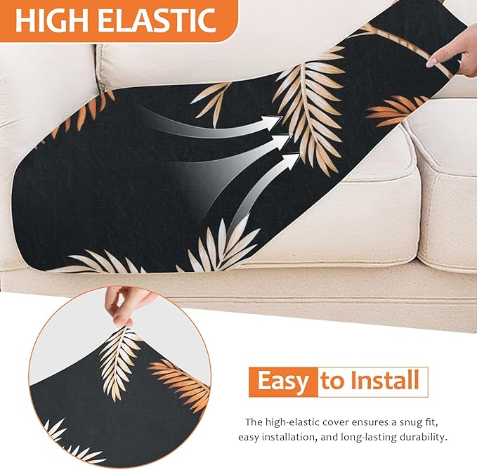 HANDONTIME Palm Tree Outdoor Cushion Covers 8pcs Black Couch Cushion Covers Replacement Patio Couch Cover Sofa Cover Indoor Patio Cushion for Outdoor Furniture Washable, Cover Only