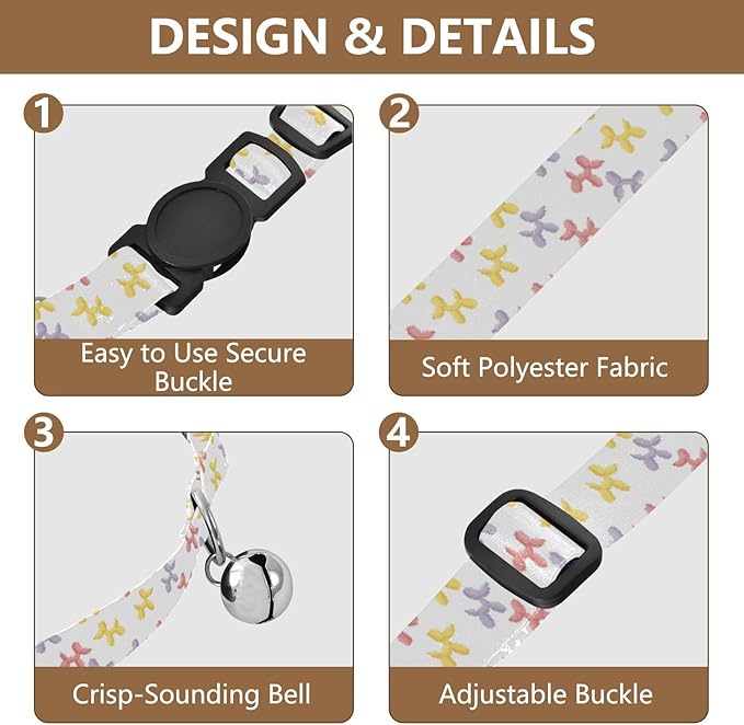 Dog Collar Balloons Dogs White Pattern Dog Collars Puppy Collar Cat Pet Collar with Adjustable Buckle for Dogs Cats Pets Supplies 2 Pack