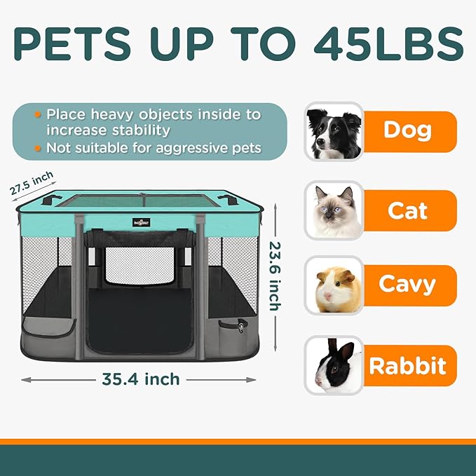 Foldable Pet Kitten Playpen, Upgrade Waterproof Portable Dog Cat Playpen Kennel Tent for Small Cat Dog, Retractable Shade Cover, Indoor Outdoor Use for Small Pet.