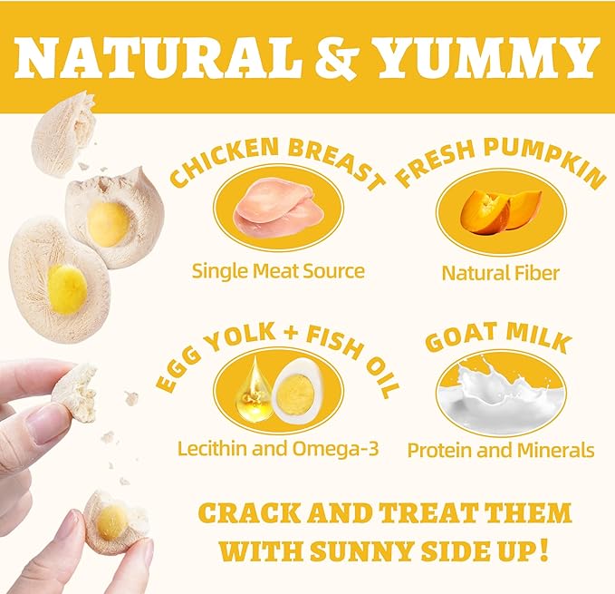 Wellix Sunny Bites Freeze Dried Chicken Treats for Cat&Dog - Healthy Cat Treats for Indoor Cats -Supports Immunity&Gut Healthy for Training Kitten Snack or Puppy Treat 3.5oz