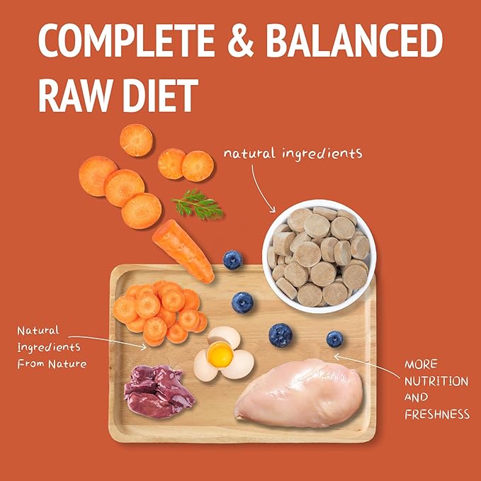 Freeze-Dried Raw Chicken Dog Food Meal Patties - Single Protein Source | Grain-Free & No Additives | High Protein Low Fat Training Reward | Also Great as Toppers or Treats,7 oz