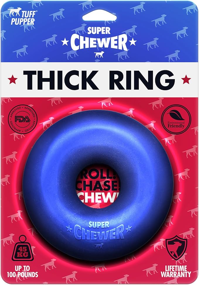 Tuff Pupper SuperChewer Tough Dog Ring Toy | Lifetime Replacement | Strong Natural Rubber | Dog Chew Toys for Aggressive Chewers | Durable Tug Toy | Ring Toys for Strong Dogs | Large Breed Tested