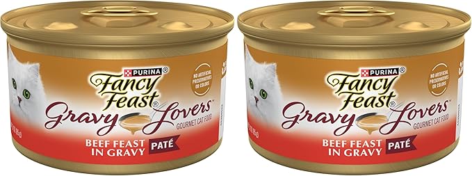 Fancy Feast Purina Gravy Lovers Beef Feast Pate in Wet Cat Food Gravy - 3 oz. Cans,(Pack of 48)