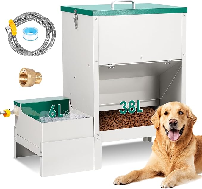38L Automatic Dog Feeder Large Breed and Automatic Dog Water Dispenser for Large Dogs