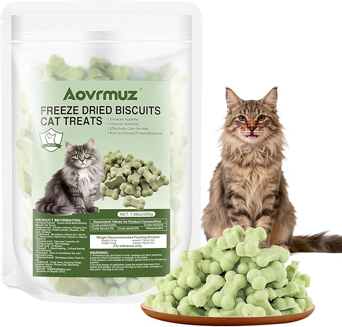 Natural Salmon Freeze-Dried Crunchy Chicken Cat Treats – Ideal for All Cat Breeds, No Additives