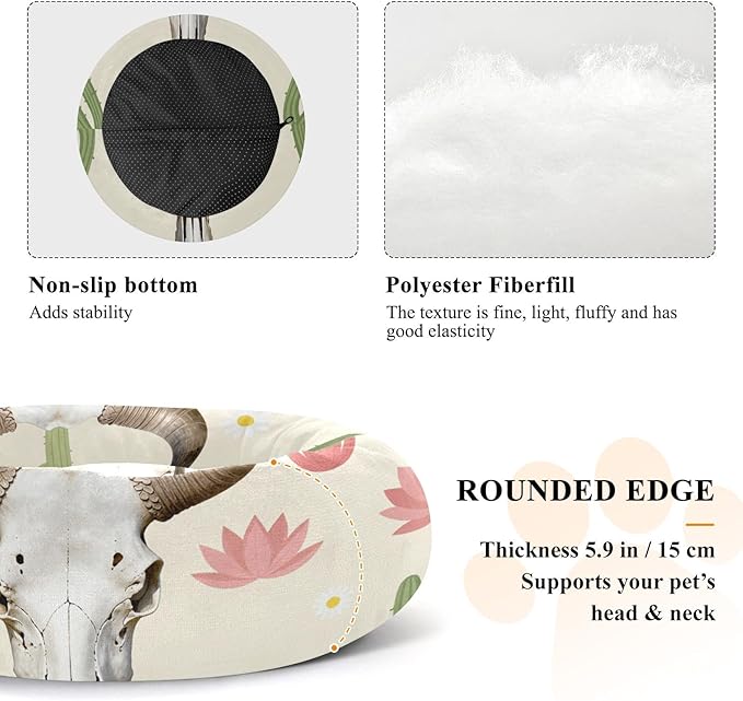 Pet Dog Bed Warm & Soft fluffier Calming Bed for Small Size Pets Supplies Desert Cow Design