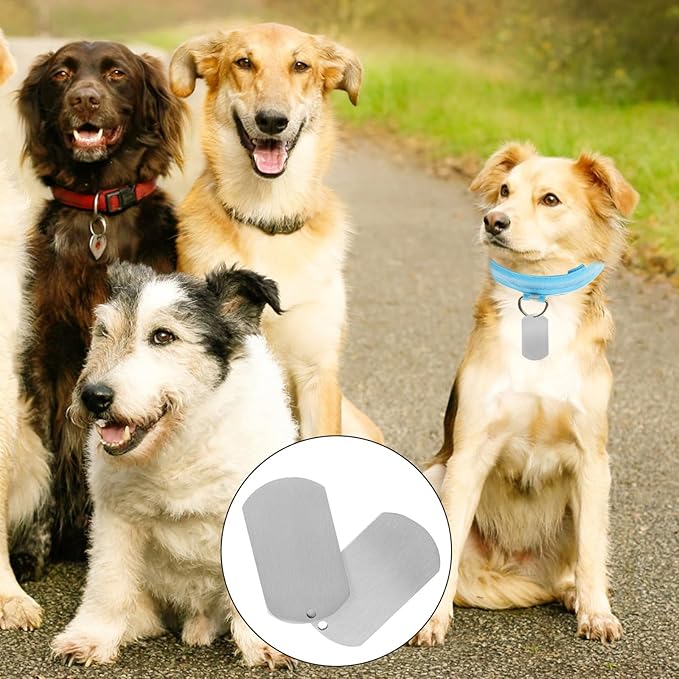 POPETPOP 10pcs Stainless Steel Pet Dog Tags Blank Engraved Id Tags Metal Titanium Alloy 4.9x2.8cm for Dog Collars Sturdy Pet Supplies