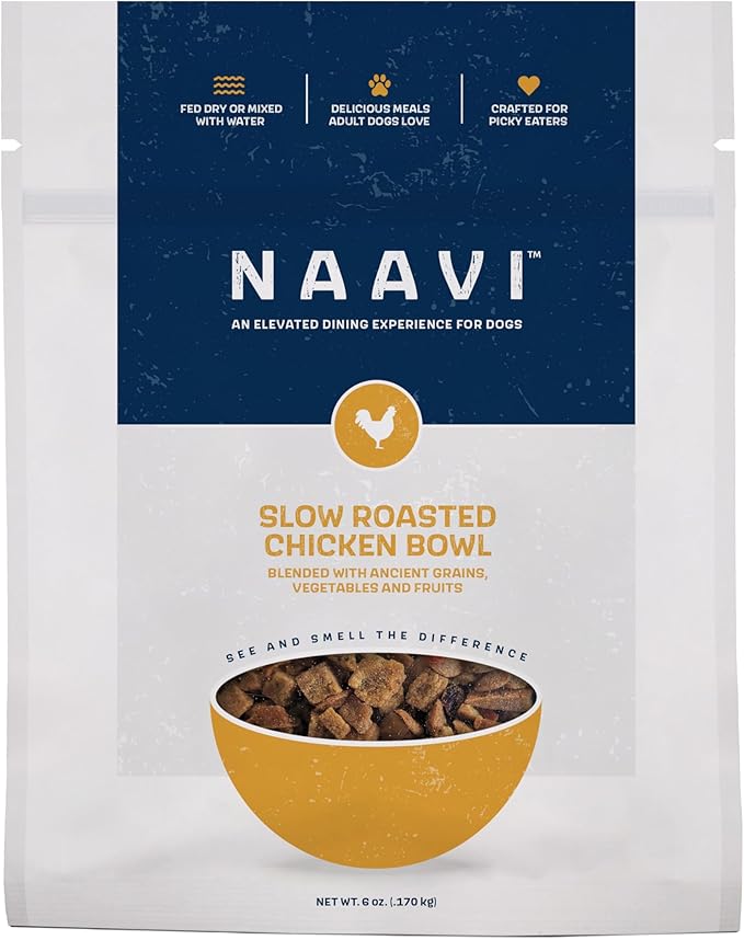 Natural Dog Food - Slow-Roasted Chicken Bowl with Ancient Grains, Vegetables & Fruits - Ideal Wet/Dry Meal or Premium Dog Food Toppers for Picky Eaters (6 oz)