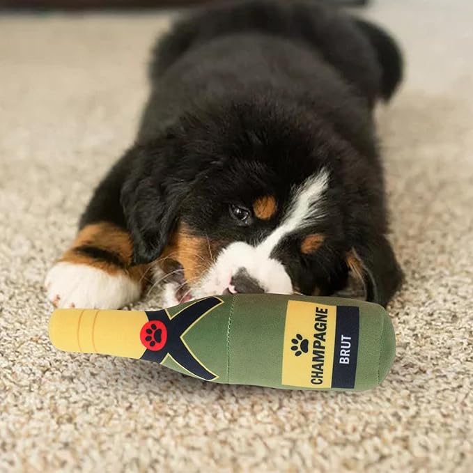 Printed Dog Toy Bottle Squeaky Bite Resistant Teasing Toy Pet Supplies for Training Medium Dogs Small Dogs Puppy Birthday, Green