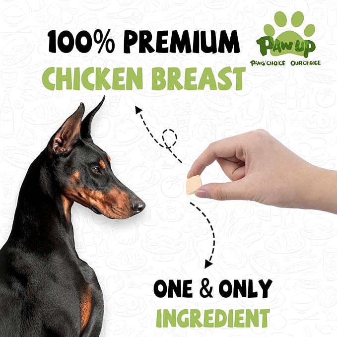 PAWUP Freeze-Dried Dog Treats, Single Ingredient Chicken Breast, High Protein Natural Healthy Treat for Medium & Large Dogs, 3.8 oz