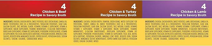Nature’s Recipe Grain Free Chicken & Beef, Chicken & Turkey, Chicken & Lamb Wet Dog Food Variety Pack, 2.75 Ounce (Pack of 12)