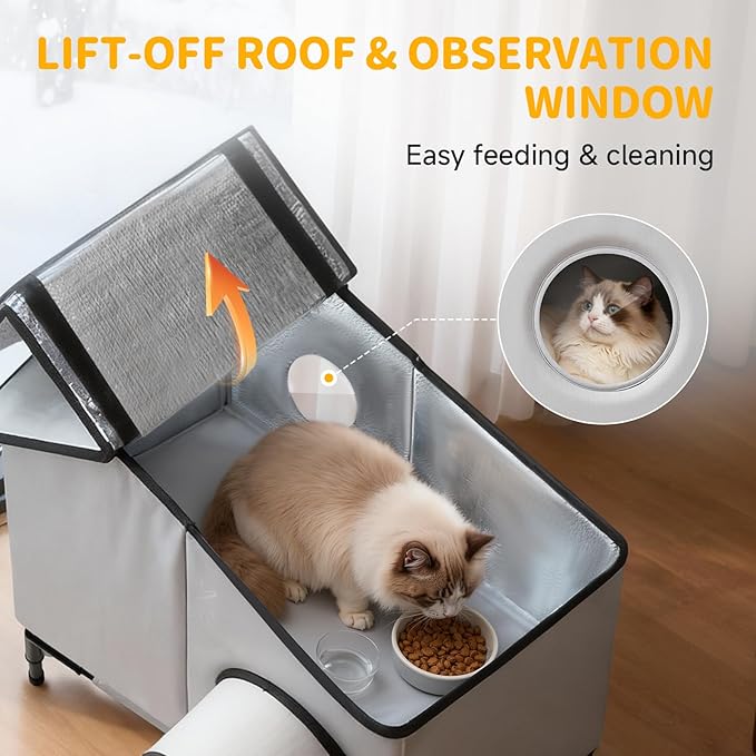 Heated Outdoor Cat House with Heater, Waterproof and Insulated Cat Shelter for Winter, Durable and Warm Cat Houses for Outdoor Cats, Ideal for Feral, Stray, and Barn Cats