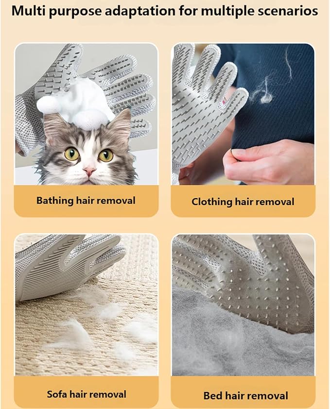 Double Sided Silicone Pet Grooming Glove for Efficient Hair Removal and Relaxing Massage on Cats and Dogs Cats Brush