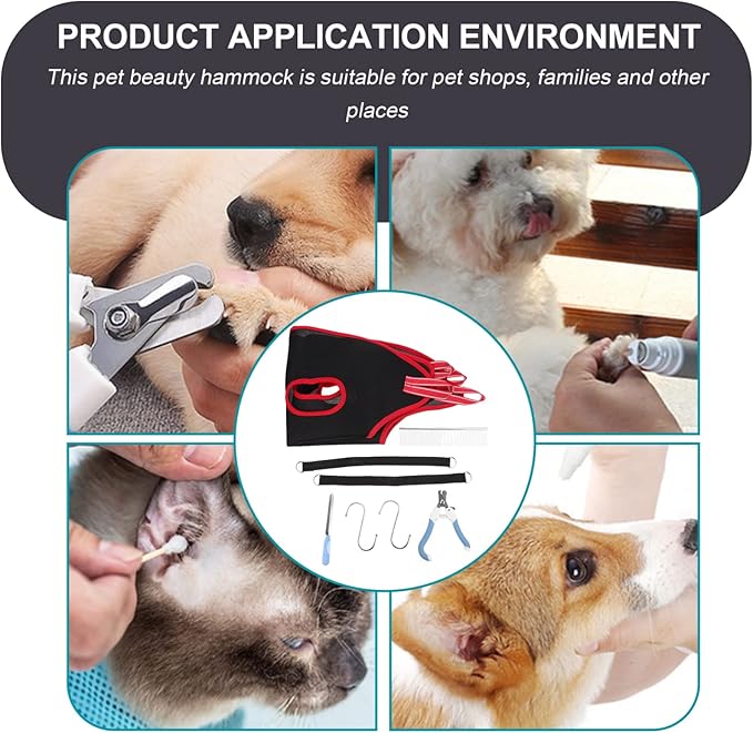 Totority 1set Grooming Hammock Pet Nail Trimming for Small to Medium Pets Breathable and Washable Design Convenient for Home Shop Use