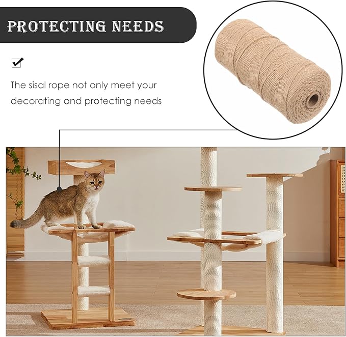 Cat Natural Sisal Rope Multifunction Decor Cat Rope Cat Scratcher Rope for Scratching Post Tree Cat Scratching Board 1 roll