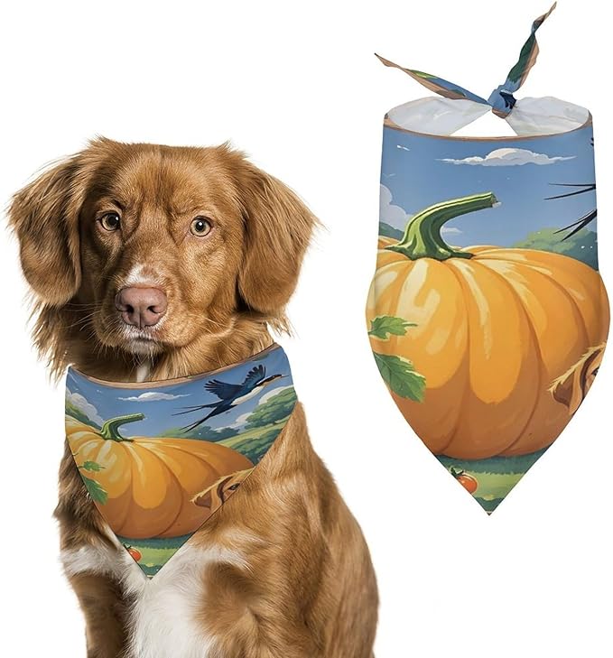 Dog Bandana Spring Pet Scarf Adjustable Triangle Autumn Farm Printing Dog Bib Washable Polyester Puppy Bandana for Small Medium Large Dogs Cat Birthday Party Supplies