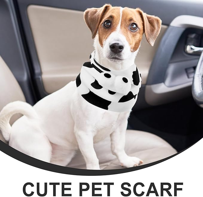 Pet Scarf Hood for Dogs and Cats, Warm Thickened Soft Fabric, Medium Size Cow Pattern, Comfortable Neck Warmer for Pet Supplies and Party Use
