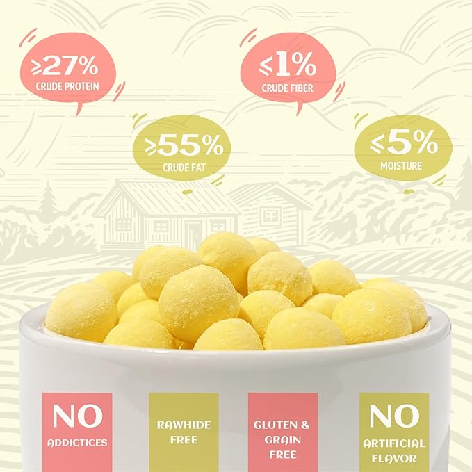 Freeze Dried Quail Egg Yolk Dog Cat Treats 3 oz - Single Ingredient, Grain Free, Gluten Free & Rawhide Free,Healthy Tasty Snacks for Training Rewards