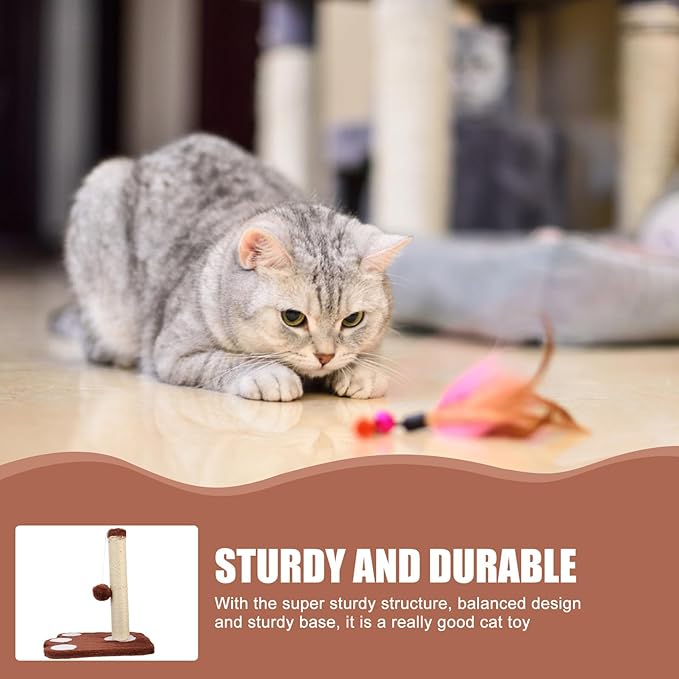 Luxshiny Large Sisal Cat Scratching Post Comfortable Cat Bed Integrated Design Brown Kitten Supply