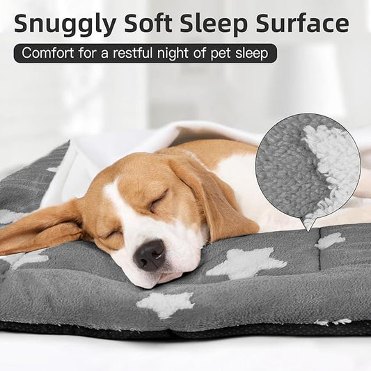 Mora Pets Dog Crate Pad Kennel Bed Crate Mat for Small Dogs Washable Cute Star Pet Bed for Dog Cage Ultra Soft Flat Puppy Cat Kitten Pillow Cushion for Sleeping Anti-Slip Grey 24 x 18